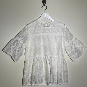 Chicwish Crochet Short-Sleeve White Blouse
